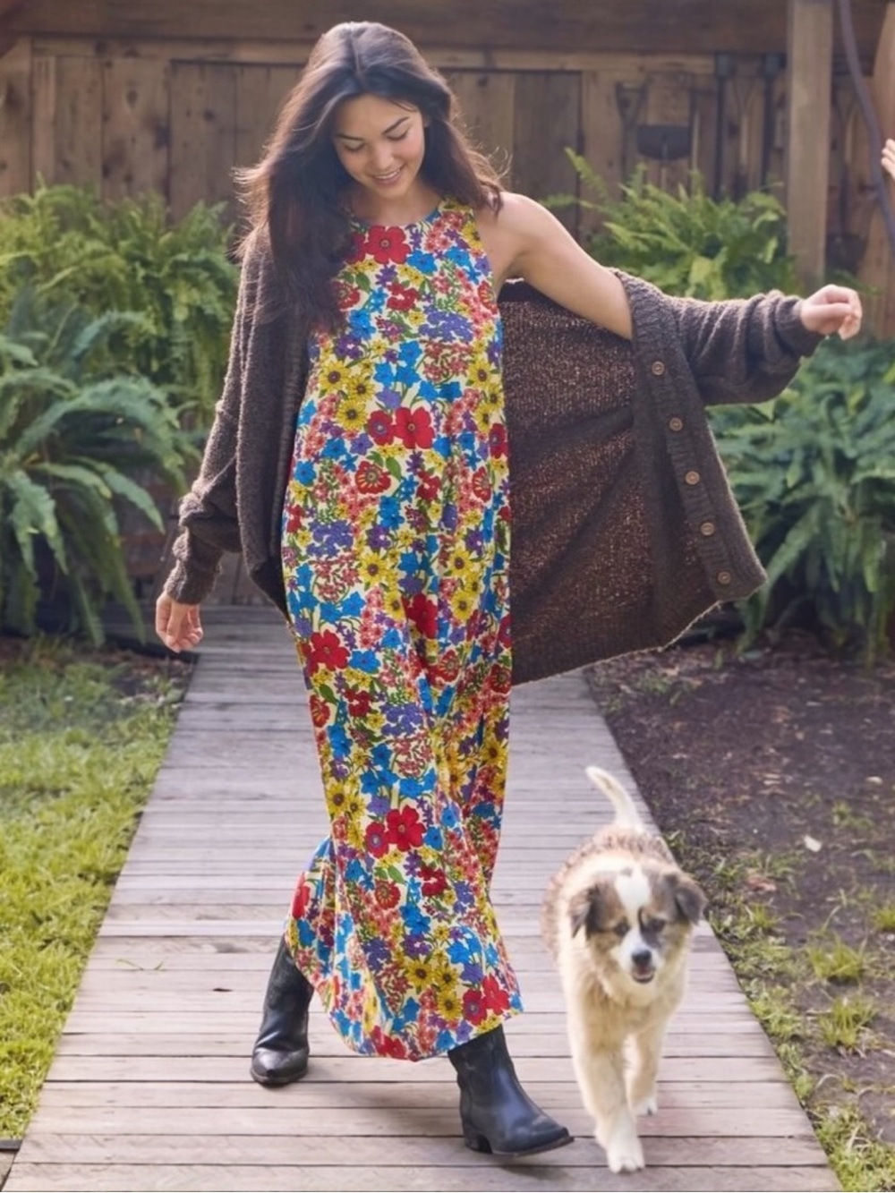 NATURAL LIFE Katie Sleeveless Maxi Dress Floral New With Tags L/XL